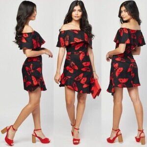 Strapless Red and Black Dress